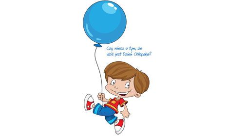 Chłopczyk z niebieskim balonem przypomina o swoim święcie